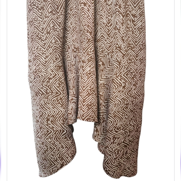 Maurices Brown Cream Smock Mock Neck Halter Sleeveless Asymmetrical Dress XS Mid - Picture 8 of 11